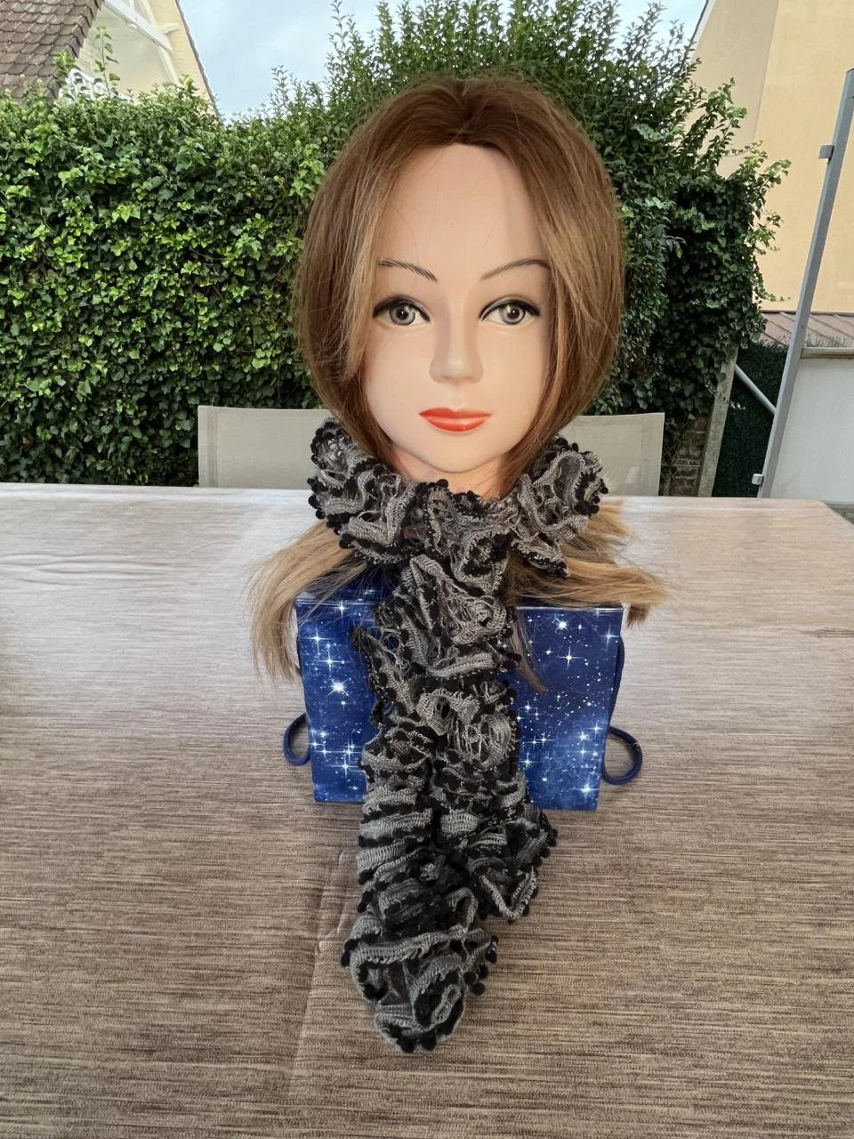 Cachecol Snood Schal bufanda sjaal scairf sciarpa lenço cinza preto comprimento – photo 2